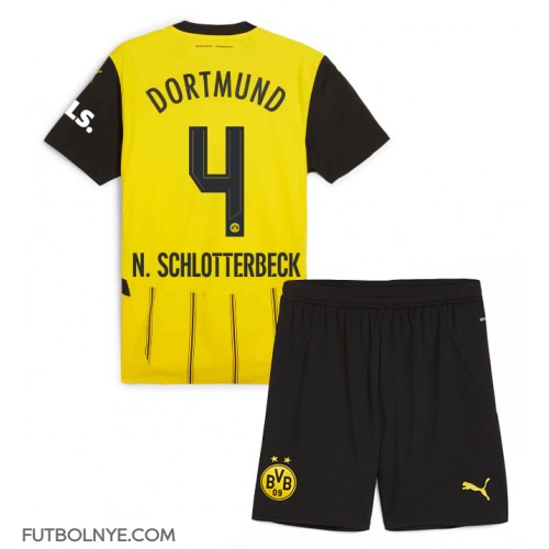 Camiseta Borussia Dortmund Nico Schlotterbeck #4 Primera Equipación para niños 2024-25 manga corta (+ pantalones cortos)